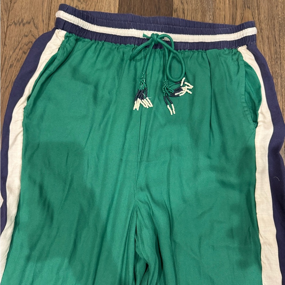 FARM Rio Wide-Leg Green Race Stripe Twill Trackpants - Picture 4 of 6